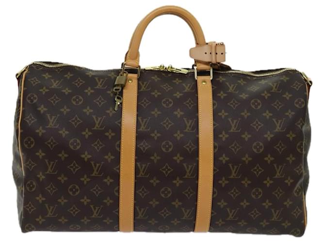 Louis Vuitton Keepall Bandouliere 50 Castaño Lienzo  ref.1340955