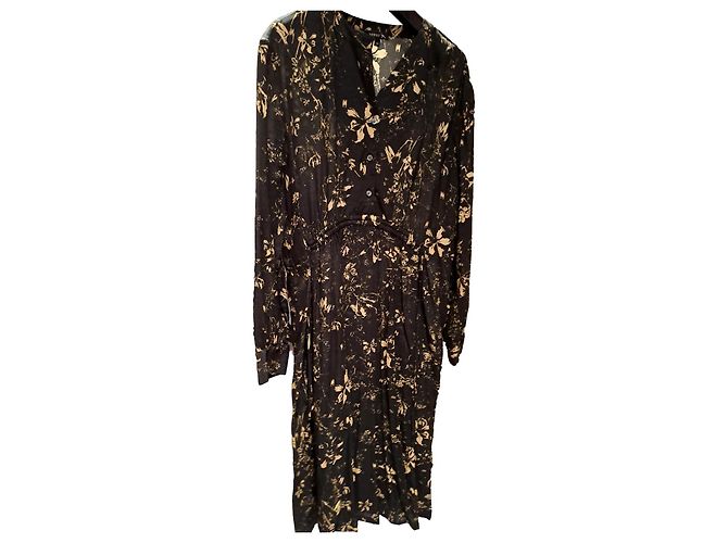 Vestido Soeur de algodón negro con estampado floral