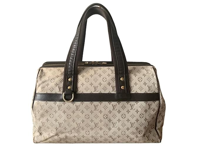 LOUIS VUITTON sac Josephine GM Cuir Toile Beige Marron foncé  ref.1341004