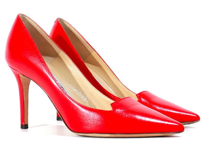 JIMMY CHOO High Heels T.EU 34.5 Leder Rot  ref.1341298