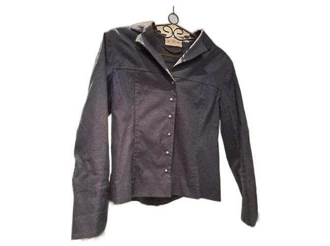 Chaqueta corta Zapa de algodón azul marino con botones de rombos