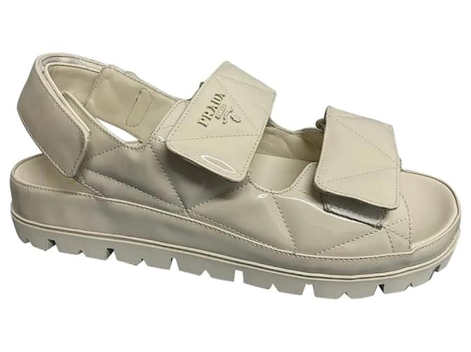 Prada Patent leather sandals clay 36.5 Beige  ref.1341694