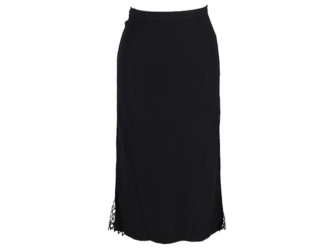 Falda midi con lateral de malla Adam Lippes en seda negra Negro  ref.1341841