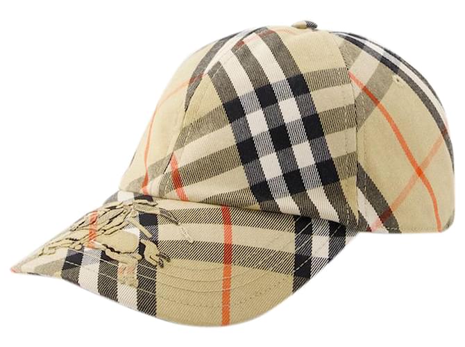 Boné Bias Check - Burberry - Sintético - Bege Marrom  ref.1341874