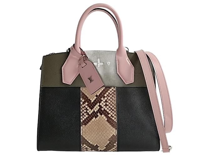 Louis Vuitton City Steamer PM shoulder bag in leather and python Black Multiple colors  ref.1341884