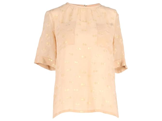 Marc by Marc Jacobs Metallic Floral Blouse in Peach Silk  ref.1341885