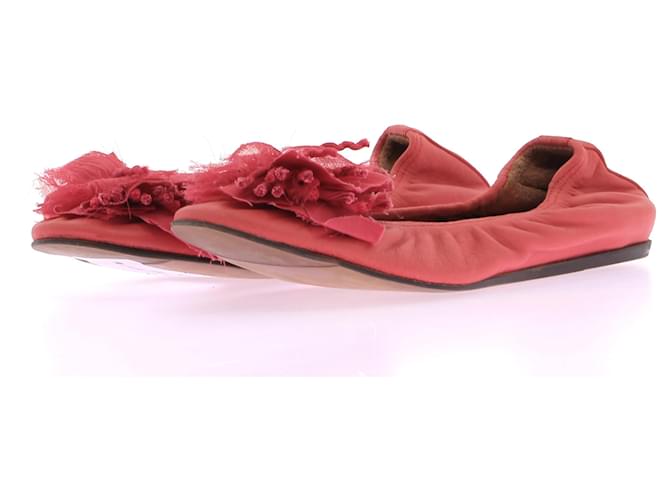 LANVIN Ballerinas T.EU 37 Leder Rot  ref.1341958