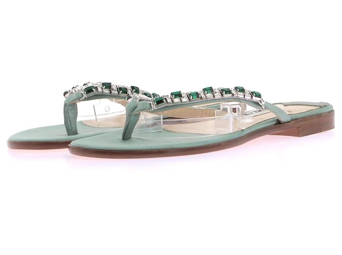 JIMMY CHOO Sandalias T.UE 37 Resplandecer Verde  ref.1342011