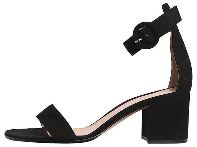 Gianvito Rossi Sandales à talons Portofino en daim noir - taille EU 36 Suede  ref.1342050