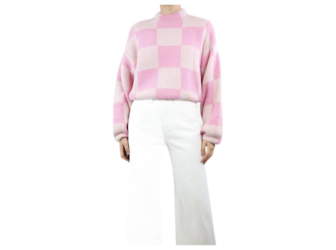 Autre Marque Pink checkered high-neck jumper - size S Acrylic  ref.1342075