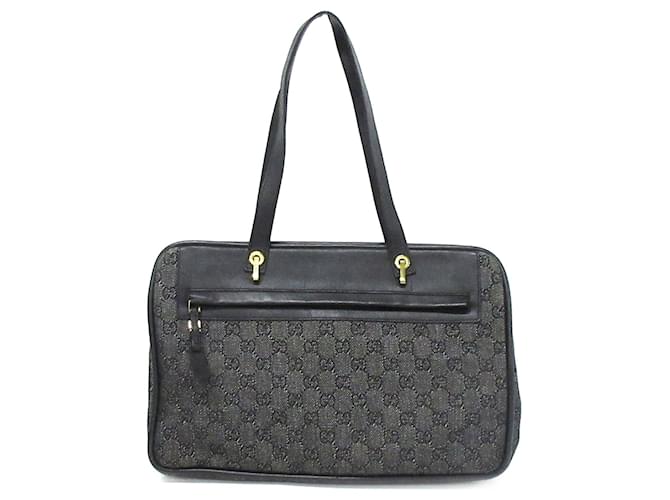 Gucci Black GG Denim Shoulder Bag Leather Pony-style calfskin Cloth  ref.1342085