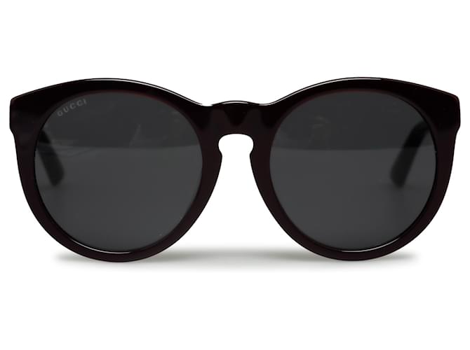 Óculos de sol redondos Gucci Black Star com strass intertravado G Preto Plástico Resina  ref.1342132