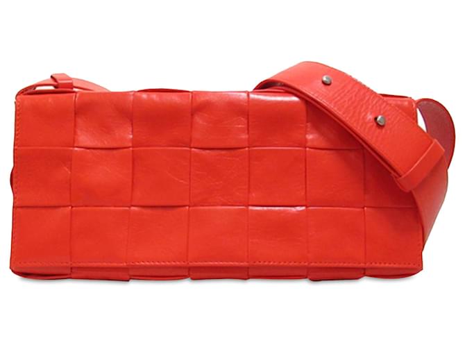 Bottega Veneta Red Intrecciato Stretch Cassette Crossbody Bag Leather Pony-style calfskin  ref.1342134