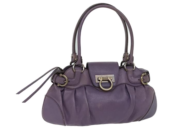 Salvatore Ferragamo Gancini Hand Bag Leather Purple Auth 70676  ref.1342254