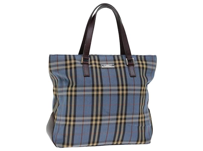 BURBERRY Nova Check Blue Label Hand Bag Canvas Blue Auth 71025 Cloth  ref.1342275