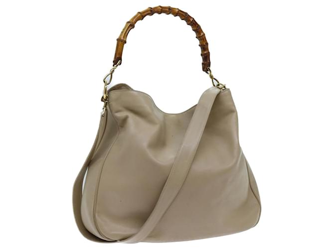 GUCCI Sac à main en bambou Cuir 2façon Beige 001 1781 1577 Auth yk11917  ref.1342343