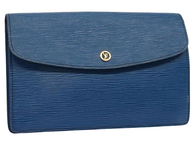 LOUIS VUITTON Epi Montaigne 27 Pochette Bleu M52655 LV Auth ep4017 Cuir  ref.1342346