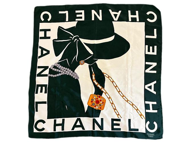 Chanel Seidentuch Gabrielle grün und weiß
