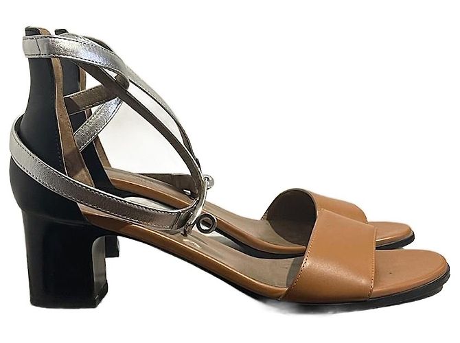 Kelly Hermès HERMES Sandalen T.EU 39.5 Leder Kamel