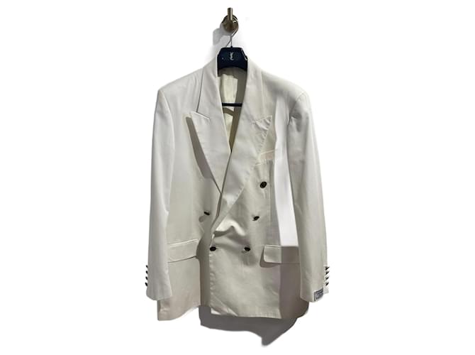 YVES SAINT LAURENT Chaquetas T.fr 52 Algodón Blanco  ref.1342558