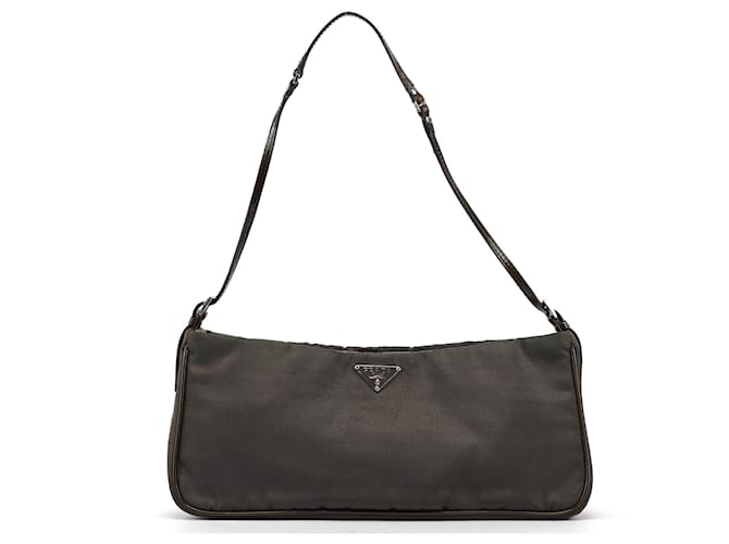 PRADA Shoulder bags Patent leather Brown Tessuto  ref.1342612
