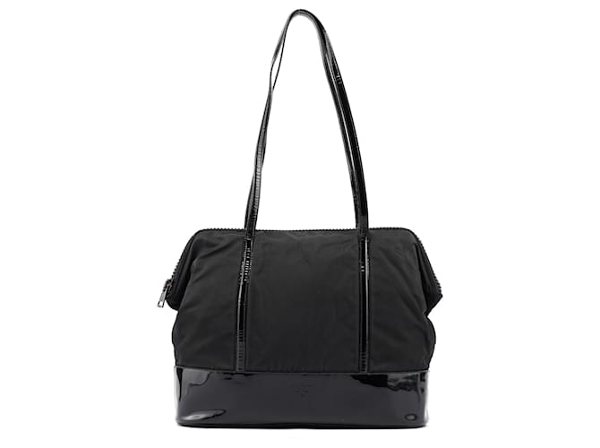 PRADA Totes Patent leather Black Tessuto  ref.1342613