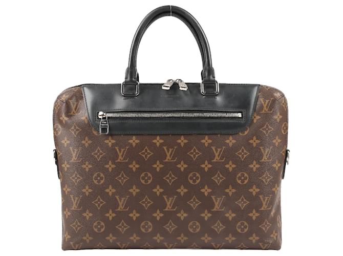 Louis Vuitton Monogram Macassar Porte Documents Jour Briefcase M54019 Cuir Marron  ref.1342632