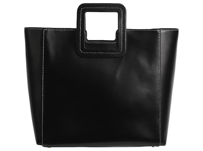 Staud Sac cabas en cuir noir à surpiqûres contrastées  ref.1342983