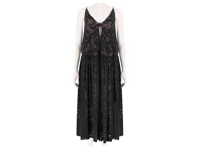 Stella Mc Cartney Stella McCartney Sheer Daisy Patterned Dress Black Rayon  ref.1343036