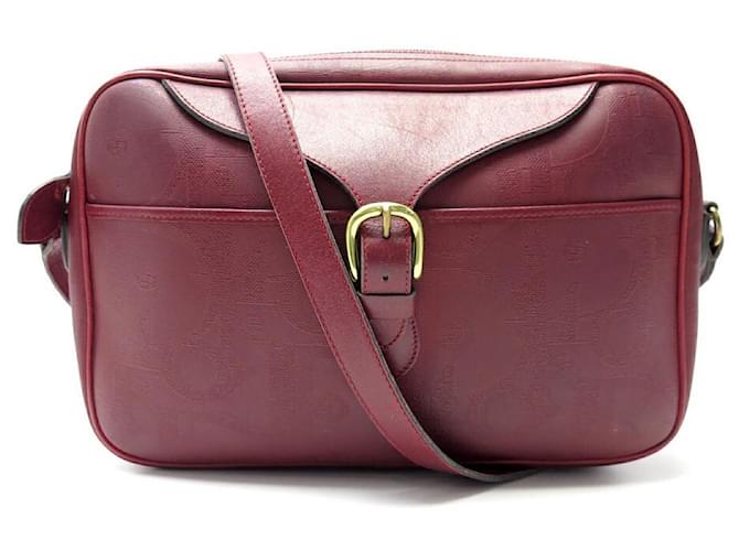 BOLSA VINTAGE CHRISTIAN DIOR CROSSBODY CANVAS MONOGRAMA DE COURO VERMELHO  ref.1343805