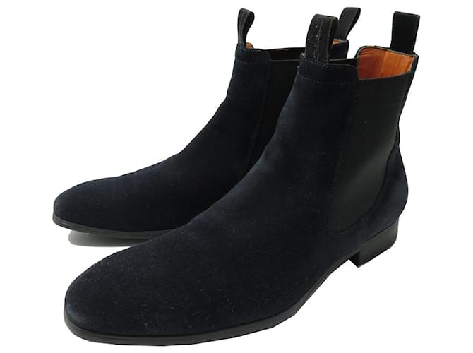 SANTONI SHOES CHELSEA ANKLE BOOTS 7 Item 42 FR IN BLUE SUEDE LOW BOOTS  ref.1343811