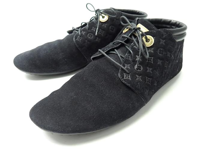 LOUIS VUITTON SHOES PACE SNEAKERS SNEAKERS 39 BLACK MONOGRAM SUEDE BOOTS  ref.1343813