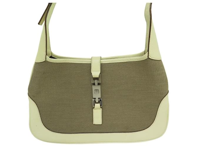 GUCCI JACKIE PM HANDBAG 0013735 CANVAS AND BEIGE AND CREAM LEATHER HAND BAG  ref.1343820