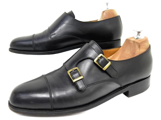 SAPATOS JM WESTON 537 MOCCASINS DE DUAS FIVELAS 7.5D 41.5 Sapatos de couro preto  ref.1343822