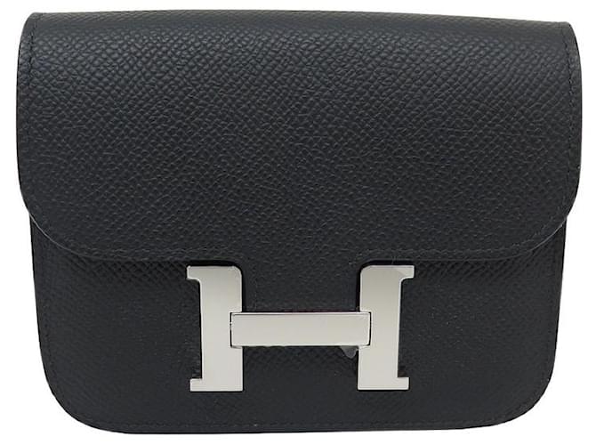 Hermès NUOVO PORTAFOGLIO HERMES SLIM CONSTANCE H082060CK89 Pelle Epsom nera 2022 portafoglio Nero  ref.1343827