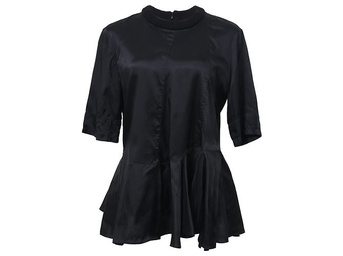Marni Peplum-Bluse aus schwarzem Nylon
