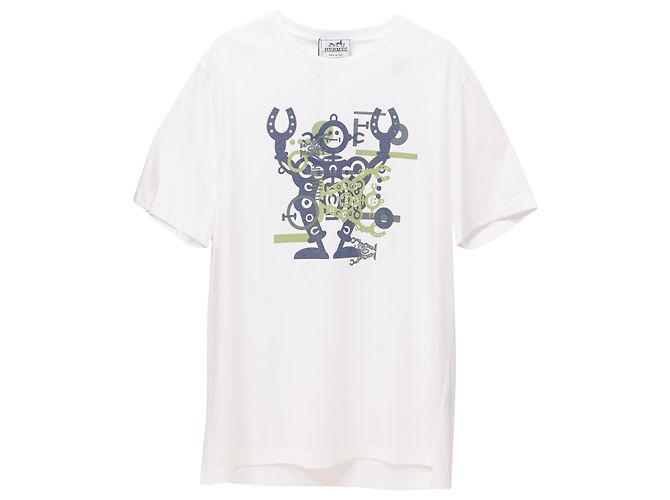 Hermès Camiseta Hermes con estampado de robot en algodón blanco