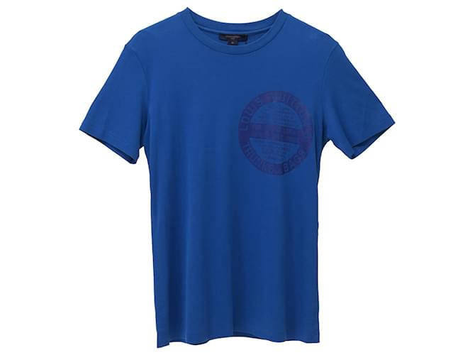 Camiseta com logotipo Louis Vuitton em algodão azul  ref.1343842