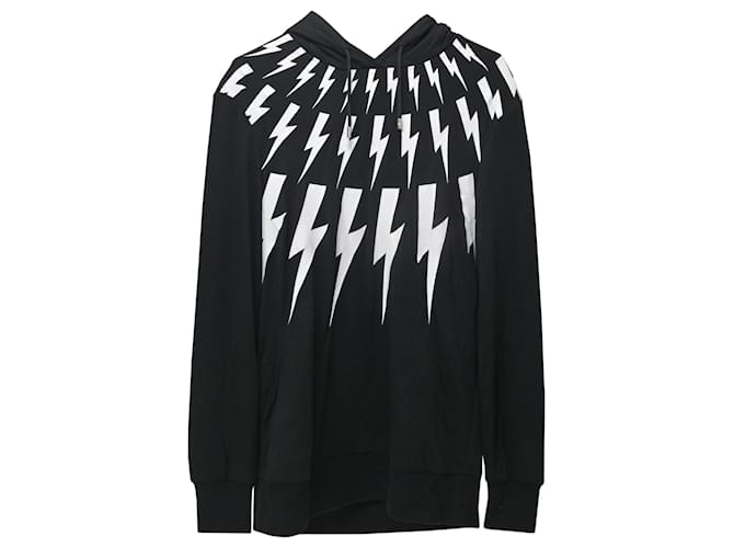 Sweat à capuche Neil Barrett Thunder en coton noir  ref.1343849