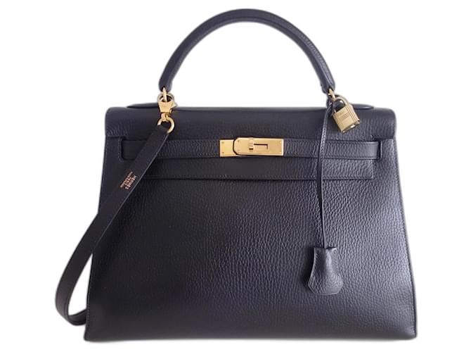 Hermès Sac Hermes Kelly 32 noir Cuir  ref.1343915