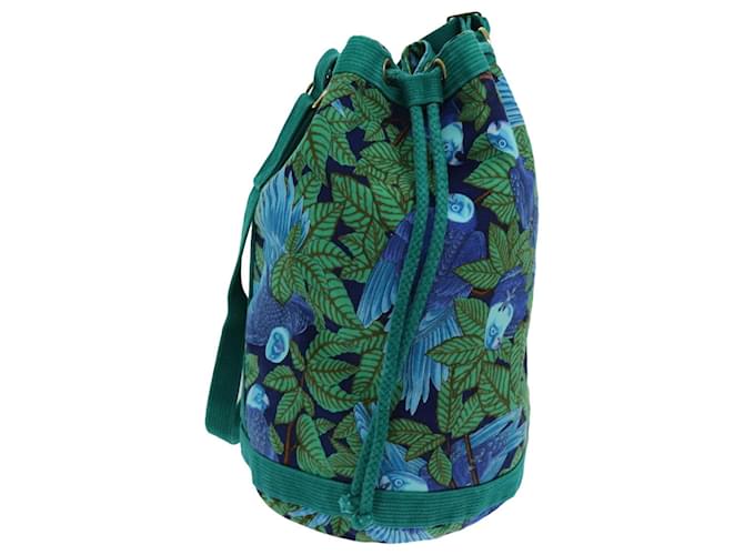 Hermès HERMES Bird Pattern Shoulder Bag Canvas Blue Auth ac2916 Cloth  ref.1344007