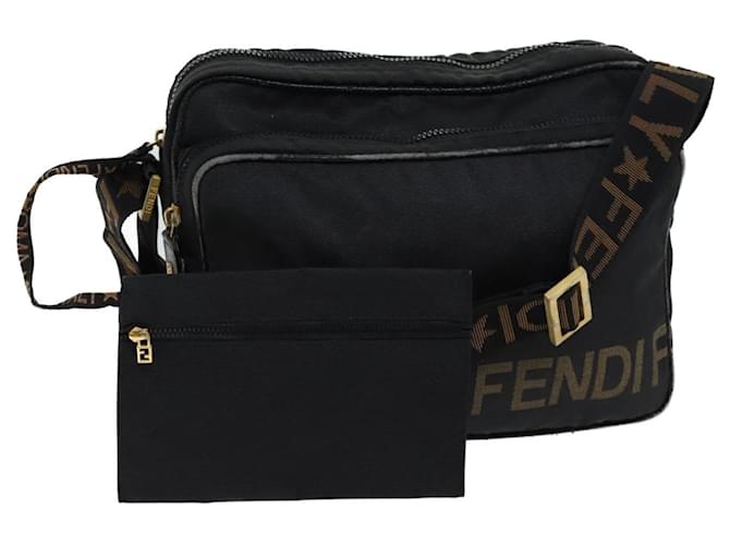 FENDI Shoulder Bag Canvas Black Auth yk11949 Cloth  ref.1344014