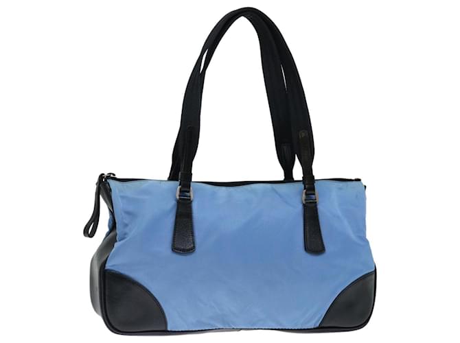 PRADA Shoulder Bag Nylon Light Blue Black Auth 71018  ref.1344045