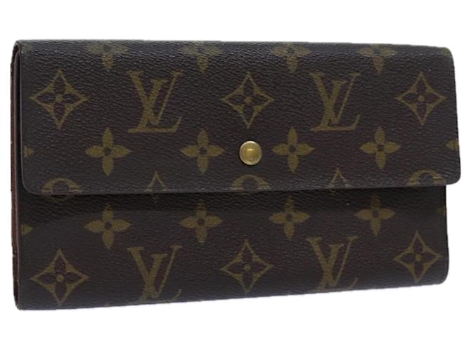 Carteira Internacional LOUIS VUITTON Monograma Portefeuille M61217 Autenticação de LV 71608 Lona  ref.1344058