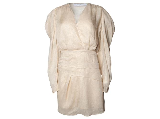 IRO, Lorell 22S dress with lurex Golden Silk Polyester Viscose  ref.1344109
