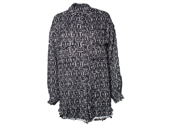IRO, ALTIN W20 sopracamicia in lurex Nero Bianco