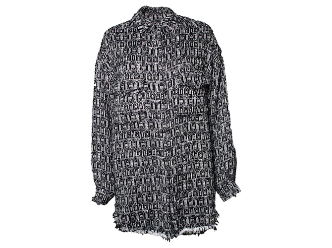 IRO, ALTIN W20 lurex overshirt Black White Cotton Wool  ref.1344110
