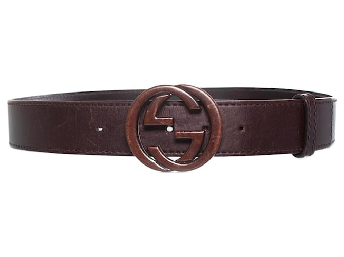 gucci, brown leather G buckle belt  ref.1344115