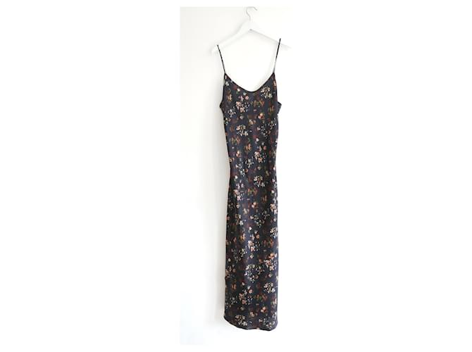 Reformation floral print slip dress Black Silk  ref.1344211