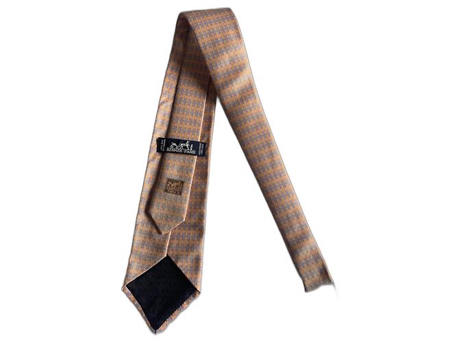 Hermès Cravatte Corallo Blu chiaro Seta
